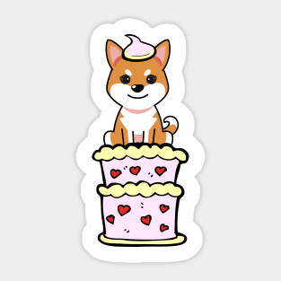 Orange dog Jumping out of a cake Sticker